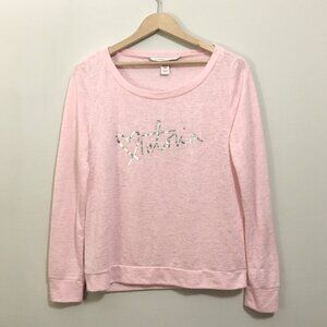 Victoria's Secret Baby Pink Word Art Long Sleeve Knit Tee